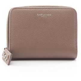 Yves Saint Laurent Leder-Bifold-Geldbörse in Grau Braun