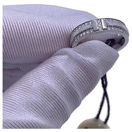 Tiffany & Co T Series 18k White Gold and Diamond Ring Silvery