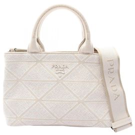 Prada CANAPA 2-Way Tote Bag/Handtasche Weiß Beige