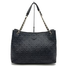 Borsa Tote in pelle nera Tory Burch Nero