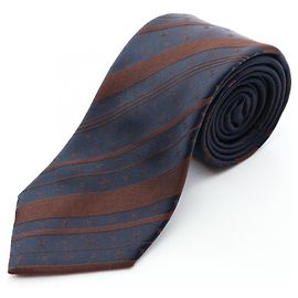 Corbata de seda con rayas Monogram Louis Vuitton Castaño Azul marino