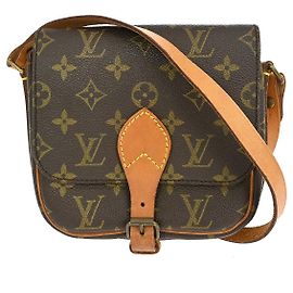 Louis Vuitton Cartouchiere Handbag Monogram Canvas PM Brown