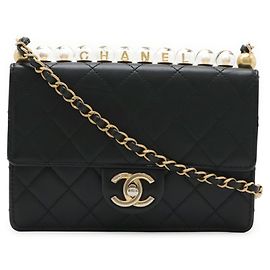 Bolsa de Ombro Chanel Matelassé Coco Mark Preto