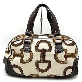Bolsa Tote Gucci Bamboo Horsebit Bege