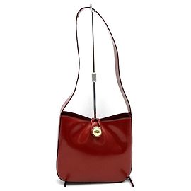 Céline Celine Red Enamel Leather Shoulder Bag Red