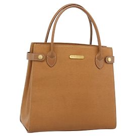 Bolsa de mão BURBERRY de couro bege ouro Auth ep14806 Bege Dourado