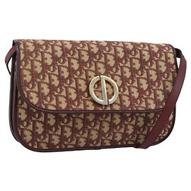 Borsa a Spalla Christian Dior Trotter Canvas Rosso Oro Auth BA13387 Rosso D'oro