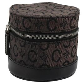 Céline Pochette CELINE C Macadam Canvas PVC Cuir Marron Or Auth 184972A Marron Doré