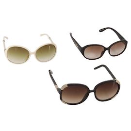 Chloé Óculos de sol Chloe de plástico 3 Set Brown White Auth BA13058 Marrom Branco