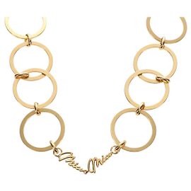 Colar Miu Miu metal Gold Tone Auth 184634SAM Outro