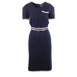 Robe en maille Chanel avec bouton dans le dos Blanc Autre