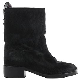 Botines de piel de vaca Chanel Coco Mark en negro G30120, Talla 39C EU Negro