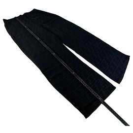 Pantalones de algodón Vintage Fendi FF Monogram Black M Negro