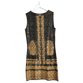 Chanel Robe Courte en Maille Cruise 2010 Gold Foil Noir Doré
