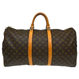 Sac Keepall Louis Vuitton Monogram Canvas 55 Marron