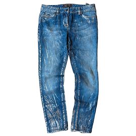 Vaqueros denim azul Roberto Cavalli efecto salpicaduras doradas Azul Dorado