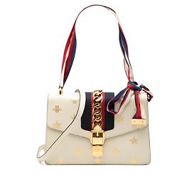 Bolsa de Ombro Gucci Sylvie Bee & Star Sherry Line Cru