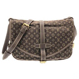 Sac à épaule Louis Vuitton Monogram Mini Lin Saumur Marron