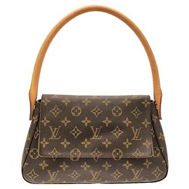 Borsa a tracolla Louis Vuitton Monogram Mini Looping Marrone
