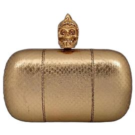 Pochette Alexander McQueen Skull en cuir doré Autre