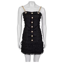 Robe Balmain à bretelles noires et dorées Taille S Occasion Autre