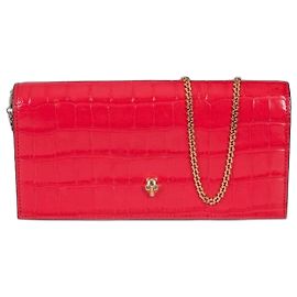 Alexander McQueen Red Embossed Leather Chain Clutch Pre-owned Other