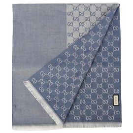 Sciarpa Gucci Monogramma GG Azzurro Blu Blu chiaro