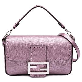 Fendi Baguette Bag in Pink Metallic Leather Pink Metallic