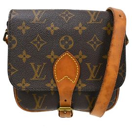 Louis Vuitton Cartouchiere Handbag Monogram Canvas PM Brown