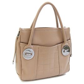 Bolsa Chanel de couro de bezerro granulado bege Bege