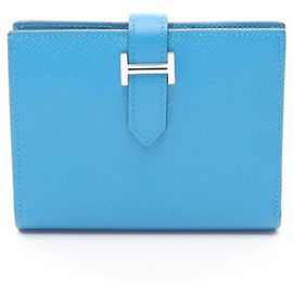 Hermès Hermes Bearn Compact Bi-fold Wallet Blue
