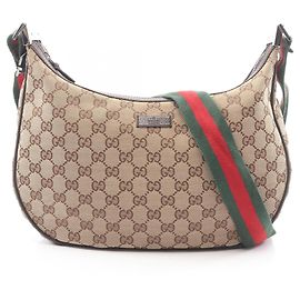 Bolsa de Ombro Gucci Sherry Line GG Canvas Marrom Bege
