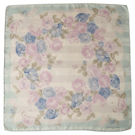 Balenciaga Lenço de seda estampa floral Rosa Branco Azul Verde claro