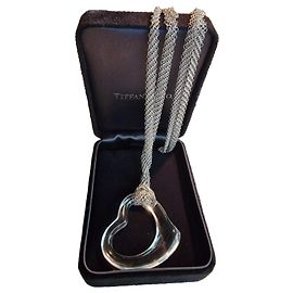 Colar Open Heart Tiffany & Co. em prata e cristal de rocha Prata Hardware prateado