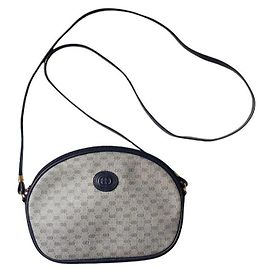 Borsa a Spalla Gucci Monogram Beige Blu scuro