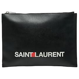 Yves Saint Laurent Pochette en cuir Saint Laurent Noir