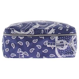 Hermès Travel cube marine à motifs en soie Bleu Marine