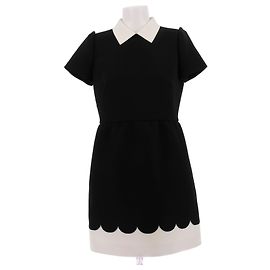 Red Valentino Robe noire à croquet blanc Noir