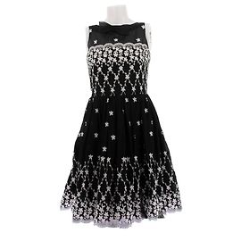 Red Valentino Vestido negro con flores blancas Negro