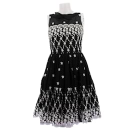 Red Valentino Robe noire à fleurs blanches Noir