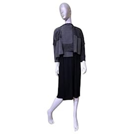 Comme Des Garcons Comme des Garçons Patchwork-Strickkleid mit Plisseefalda Schwarz Grau