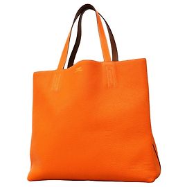Hermès Sac cabas Hermes Double Sens 36 en Gold et Orange Doré Orange