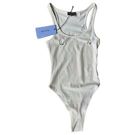 Thierry Mugler Mugler Body Tank Pierced de algodón - Blanco Blanco roto