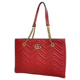 Gucci GG Marmont Chain Tote Bag Red