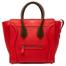 Céline Celine Mini Bicolor Leder Luggage Tote in Rot Rot