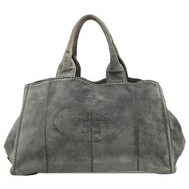 Sac à main Prada Gray Large Scamosciato Canapa Logo Marron