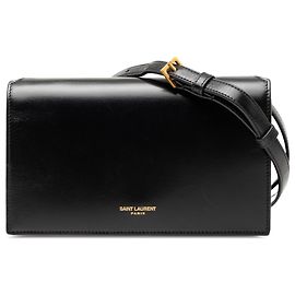 Bolsa transversal Saint Laurent em couro de bezerro liso preto Preto