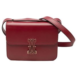 Mini bolsa transversal C de Cartier em couro vermelho Vermelho Bordeaux