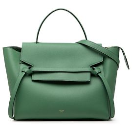 Céline Bolsa Belt em couro de bezerro granulado verde Celine Verde