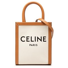 Céline Celine Cabas Vertical Mini en Toile Marron Marron Beige